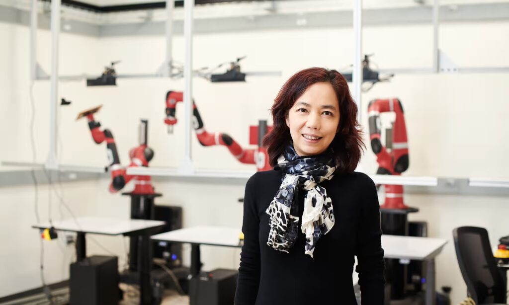 Fei-Fei Li at the Stanford Institute for Human-Centered Artificial Intelligence, which she co-founded. Photograph: Drew Kelly